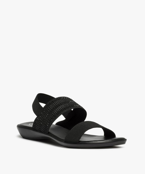 Sandales femme à larges brides élastiques et strass vue2 - GEMO (CASUAL) - GEMO