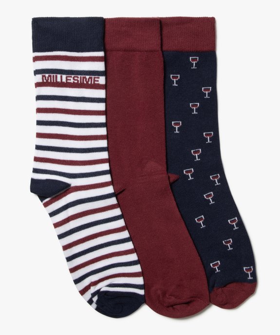 Chaussettes hautes à motif vin homme (lot de 3) vue1 - GEMO(HOMWR HOM) - GEMO