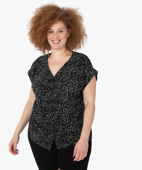 Blouse femme à manches courtes imprimée avec boutons vue1 - GEMO (G TAILLE) - GEMO