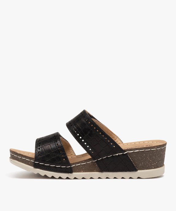Mules femme confort à talon compensé et brides fantaisie vue3 - SANS MARQUE - GEMO