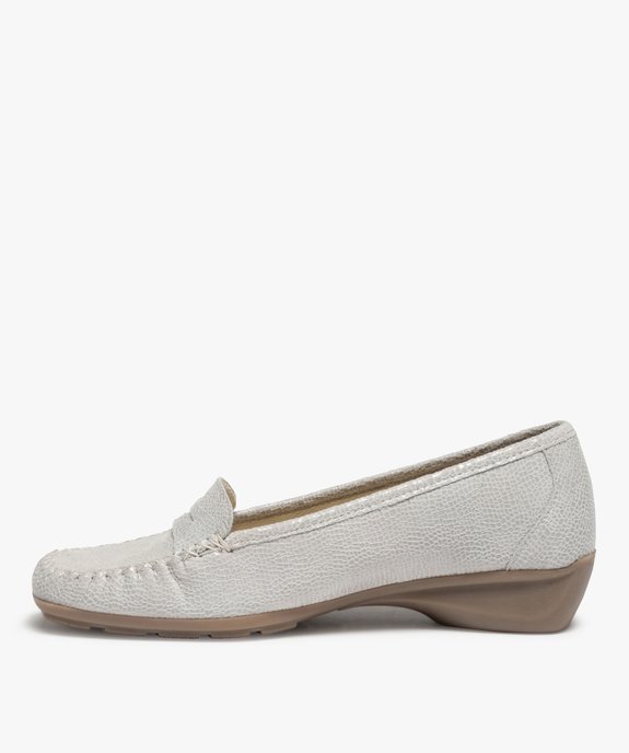 Mocassins femme confort dessus cuir imitation serpent  vue3 - GEMO (CONFORT) - GEMO