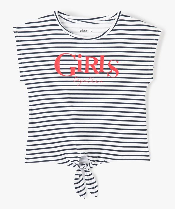 Tee-shirt fille à motifs noué dans le bas vue1 - GEMO (ENFANT) - GEMO