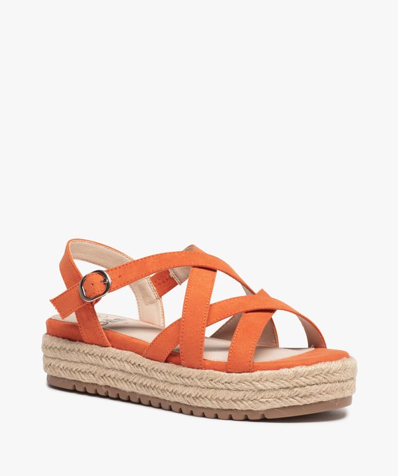 Sandales femme à semelle plateforme et brides en suédine vue2 - GEMO (CASUAL) - GEMO