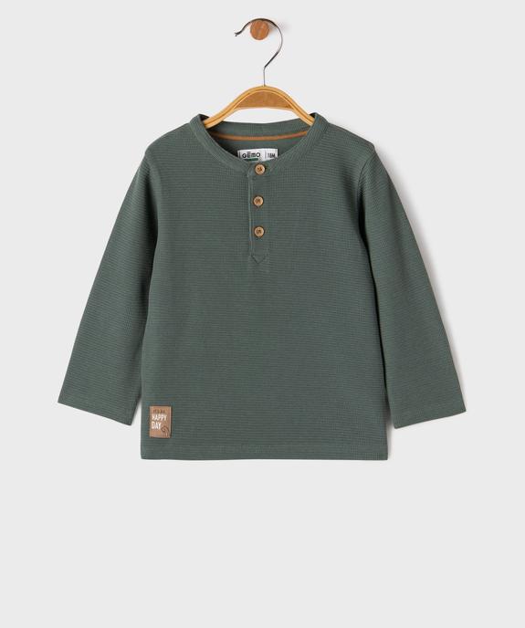 Tee-shirt manches longues en maille nid d’abeille bébé garçon vue1 - GEMO 4G BEBE - GEMO