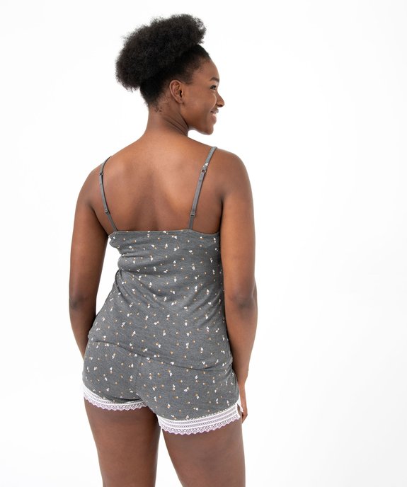 Short de pyjama en maille fluide avec bas en dentelle femme vue12 - GEMO 4G FEMME - GEMO