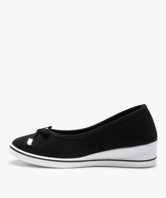 Ballerines femme en toile à talon compensé vue3 - GEMO 4G FEMME - GEMO