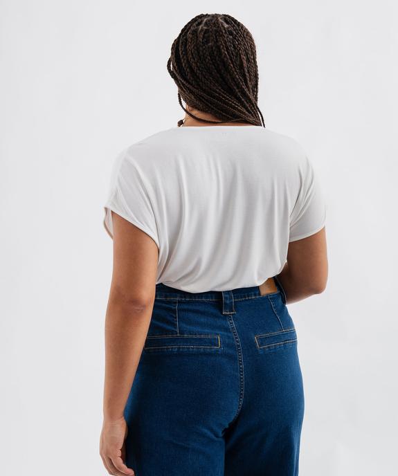 Tee-shirt manches courtes fluide à col V dentelle femme grande taille vue3 - GEMO 4G GT - GEMO