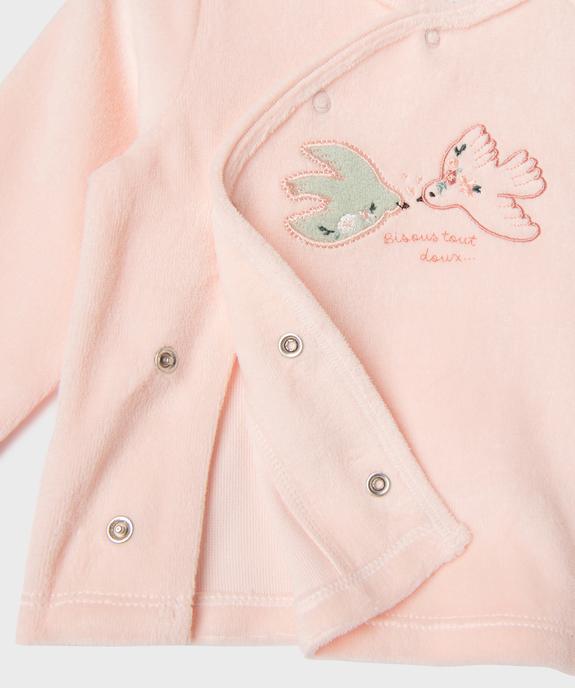 Pyjama 2 pièces en velours à motifs oiseaux bébé fille vue2 - GEMO 4G BEBE - GEMO