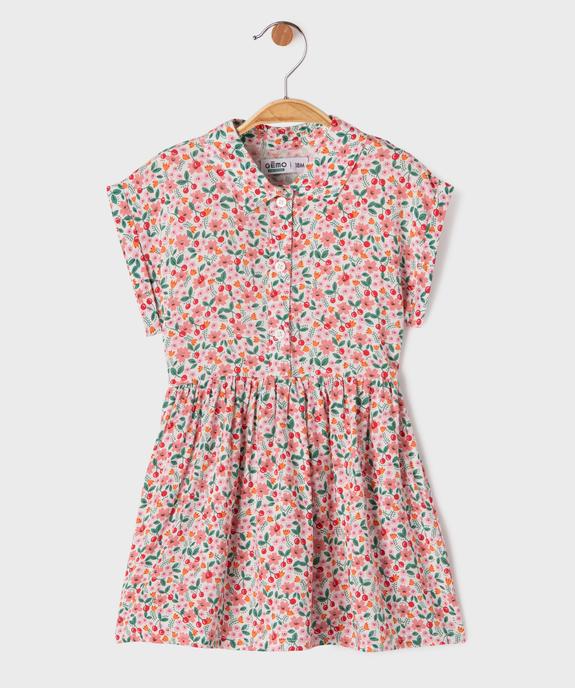 Robe à manches courtes à motifs fleuris bébé fille vue1 - GEMO 4G BEBE - GEMO
