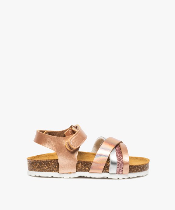 Sandales fille à brides pailletées et semelle liège  vue1 - GEMO (ENFANT) - GEMO