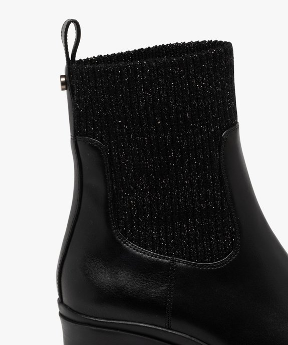 Boots femme à talon et bout carrés avec col chaussette pailleté vue6 - 5 MILES - GEMO
