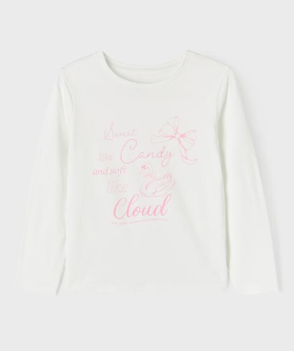 Tee-shirt manches longues en coton imprimé fille vue1 - GEMO 4G FILLE - GEMO