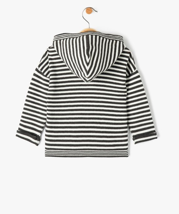Pull bébé garçon en maille rayée à capuche vue3 - GEMO(BEBE DEBT) - GEMO