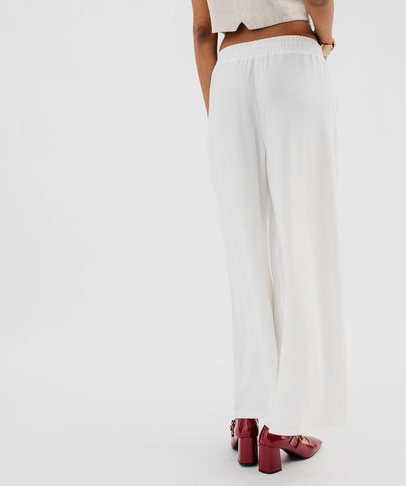 Pantalon large et fluide à taille élastiquée et liens à nouer femme vue3 - GEMO 4G FEMME - GEMO