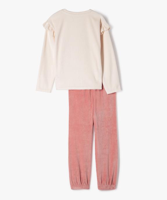 Pyjama en velours bicolore fille avec volants - LuluCastagnette vue3 - LULUCASTAGNETTE - GEMO