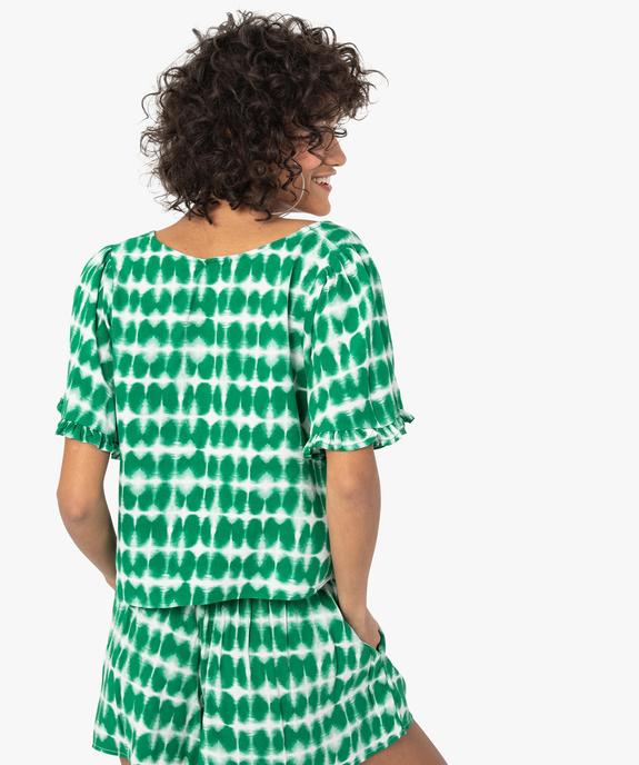 Blouse imprimée à manches courtes coupe courte femme vue4 - GEMO 4G FEMME - GEMO