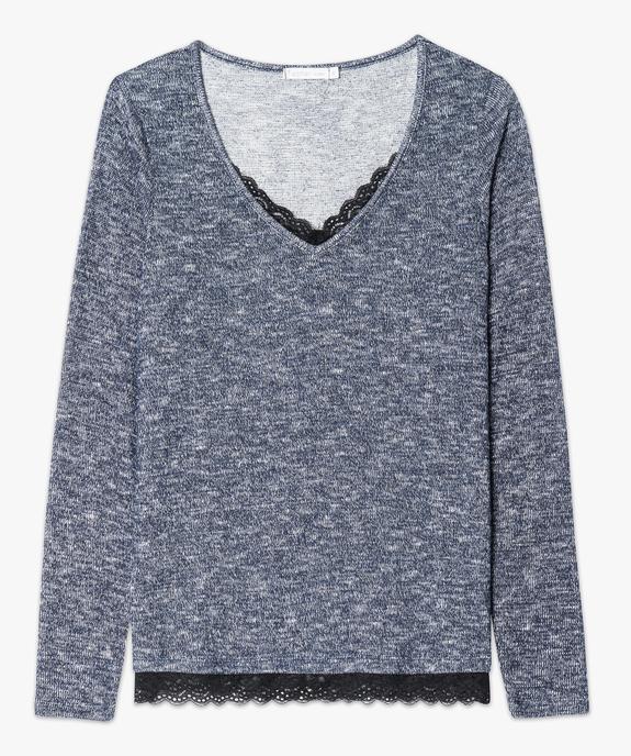 Pull pailleté col V finition dentelle vue4 - GEMO(FEMME PAP) - GEMO
