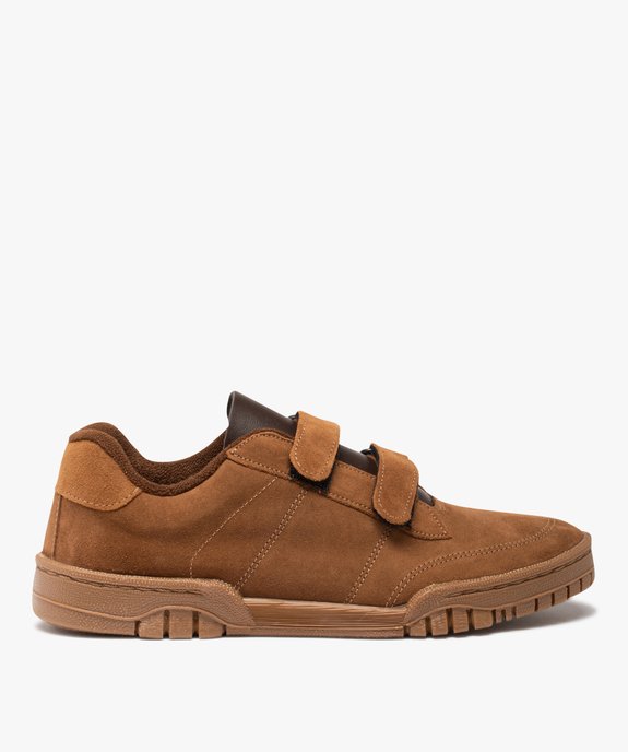 Baskets homme dessus cuir uni fermeture scratch vue1 - GEMO (SPORTSWR) - GEMO