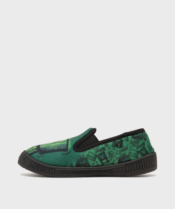 Chaussons en velours forme pantoufles imprimés garçon - Minecraft vue3 - MINECRAFT - GEMO