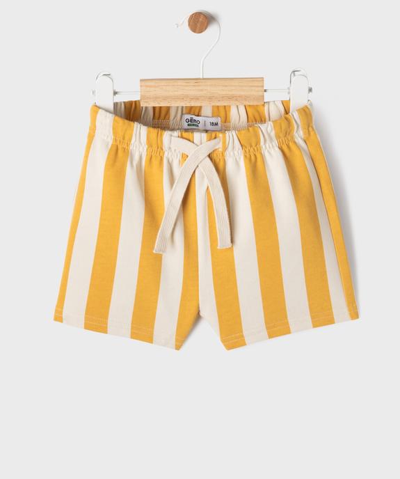 Short rayé en maille French Terry bébé garçon vue1 - GEMO(BEBE DEBT) - GEMO