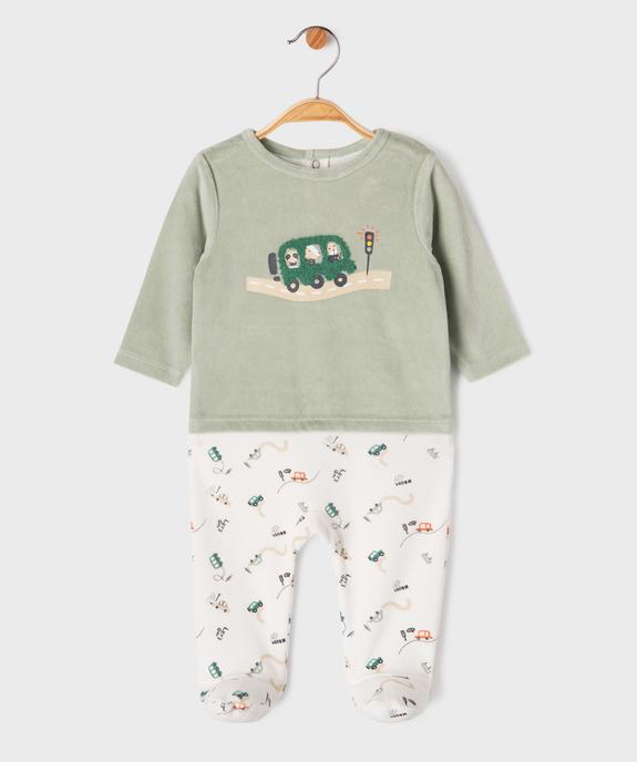 Pyjama en velours à motifs voitures bébé garçon vue1 - GEMO 4G BEBE - GEMO