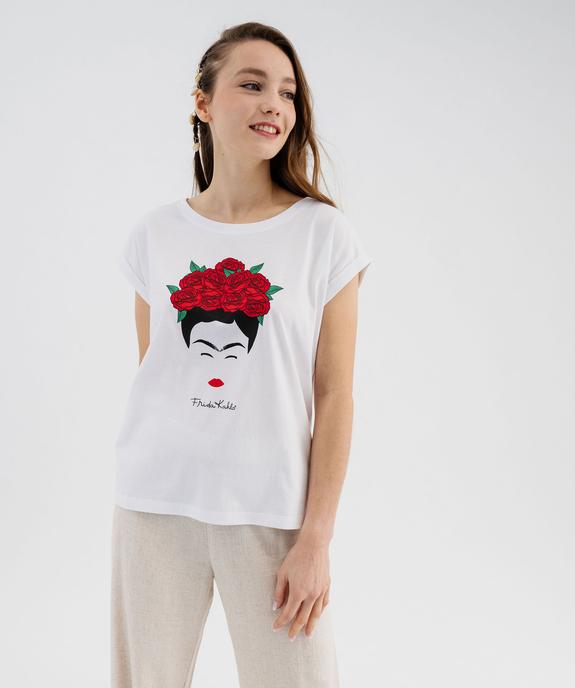 Tee-shirt manches courtes loos eimprimé Frida Kahlo femme vue4 - FRIDA KAHLO - GEMO
