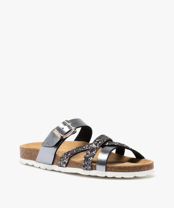 Mules femme à talon plat et brides métallisées vue2 - GEMO (CASUAL) - GEMO