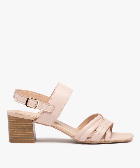Sandales femme à talon rainuré et dessus cuir uni - Tanéo vue1 - TANEO - GEMO
