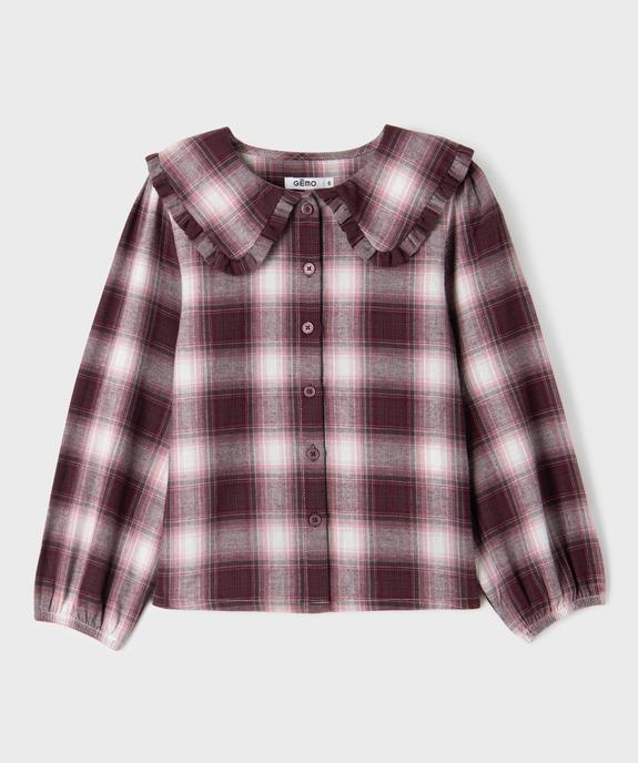 Chemise manches longues à carreaux et grand col Claudine fille vue1 - GEMO (ENFANT) - GEMO
