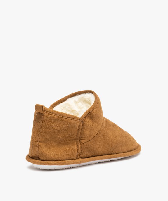 Chaussons femme boots en suédine unie et doublure douce vue4 - GEMO(HOMWR FEM) - GEMO