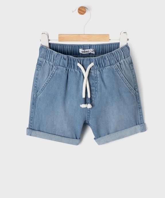 Bermuda en jean avec taille ajustable bébé garçon vue1 - GEMO(BEBE DEBT) - GEMO