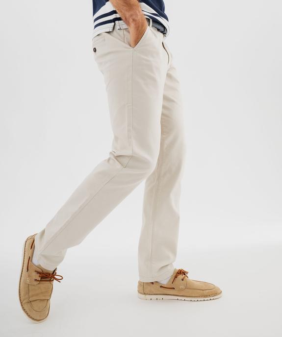 Pantalon chino en coton stretch avec ceinture tressée homme vue3 - GEMO 4G HOMME - GEMO