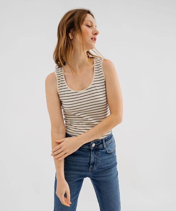 Débardeur en coton stretch à rayures femme vue1 - GEMO 4G FEMME - GEMO