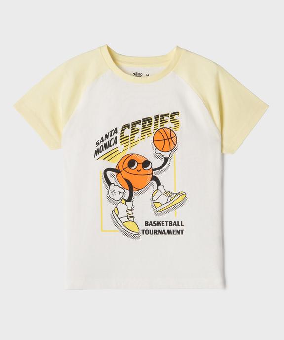 Tee-shirt manches courtes raglan imprimé basket garçon vue1 - GEMO 4G GARCON - GEMO