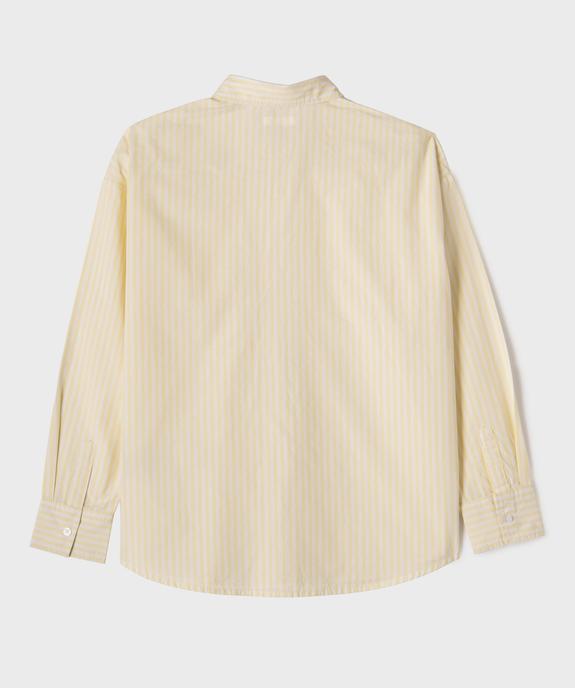 Chemise manches longues rayée en coton fille vue3 - GEMO (JUNIOR) - GEMO