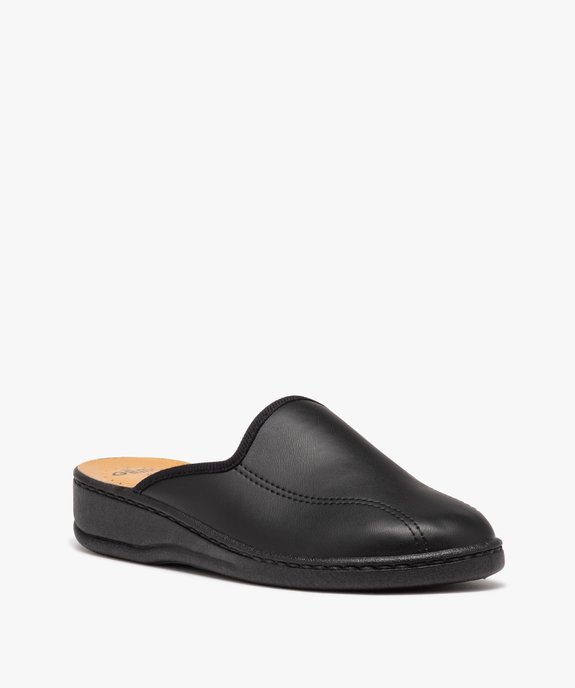 Chaussons homme mules en cuir uni vue2 - GEMO 4G HOMME - GEMO