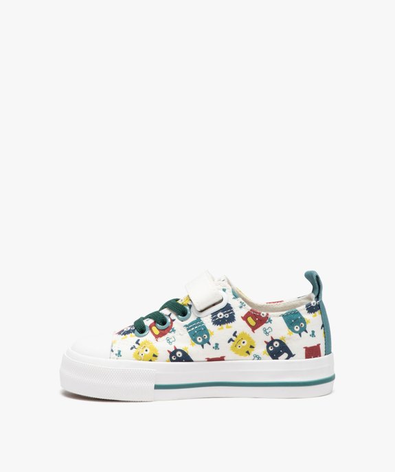 Baskets garçon en toile à motifs avec scratch et lacets élastiques vue4 - GEMO 4G GARCON - GEMO