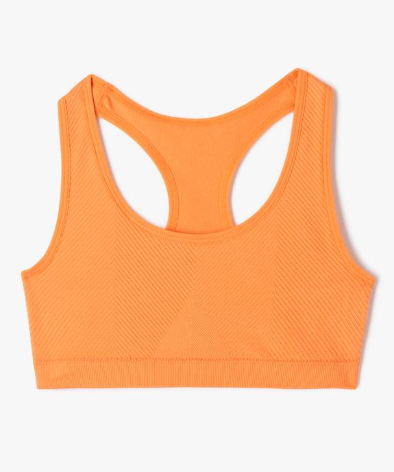 Brassière dos nageur en microfibre côtelée sans coutures fille vue1 - GEMO (JUNIOR) - GEMO