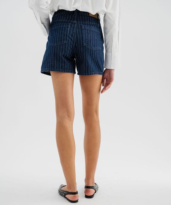 Short en jean rayé à taille haute femme - LuluCastagnette vue3 - LULU CASTAGNETTE G4G D - GEMO