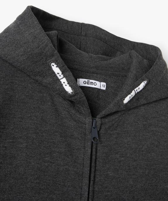 Sweat garçon uni à capuche avec fermeture zippée vue2 - GEMO (JUNIOR) - GEMO