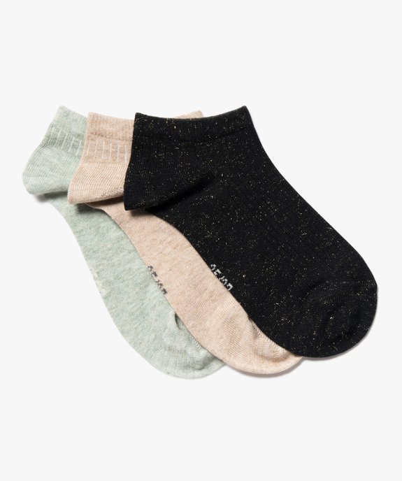 Chaussettes ultra courtes à côtes pailletées femme (lot de 3) vue1 - GEMO(HOMWR FEM) - GEMO