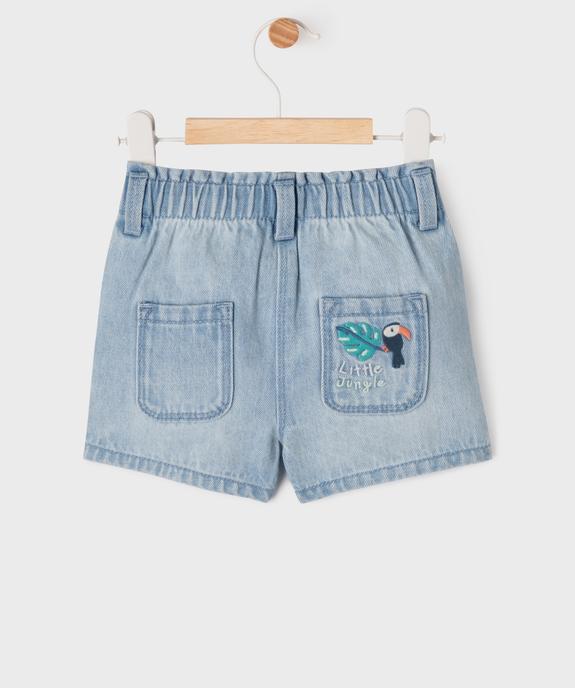 Short en jean ample à taille élastiquée bébé fille vue3 - GEMO(BEBE DEBT) - GEMO