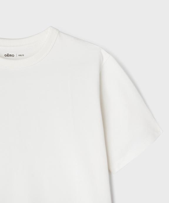 Tee-shirt manches courtes et col rond uni en coton résistant fille vue1 - GEMO 4G FILLE - GEMO