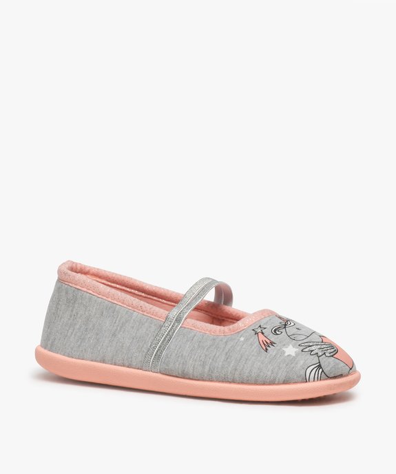 Chaussons fille ballerines imprimées licorne vue2 - GEMO 4G FILLE - GEMO