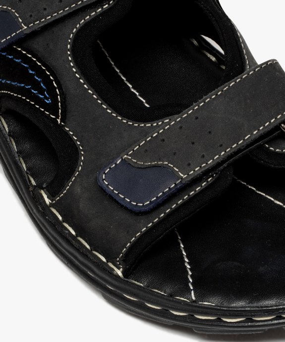Mules homme dessus en cuir à larges brides à scratch vue6 - GEMO (CASUAL) - GEMO