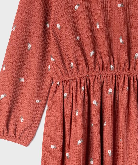 Robe manches longues en maille extensible imprimé fille vue2 - GEMO 4G FILLE - GEMO