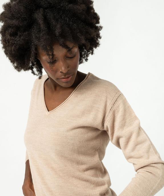 Pull à col V finitions roulottées femme vue5 - GEMO(FEMME PAP) - GEMO