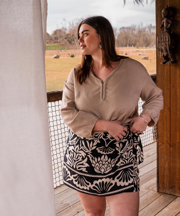 Jupe short en viscose à motifs fleuris femme grande taille vue1 - GEMO 4G GT - GEMO