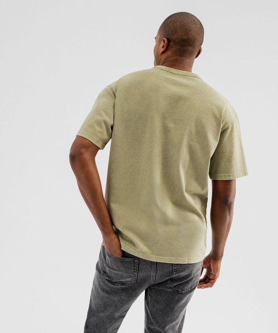 Tee-shirt manches courtes coloris délavé avec inscriptions homme vue3 - GEMO (HOMME) - GEMO