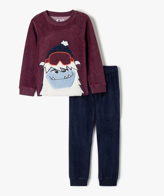 Pyjama en velours avec motif monstre garçon vue2 - GEMO (ENFANT) - GEMO